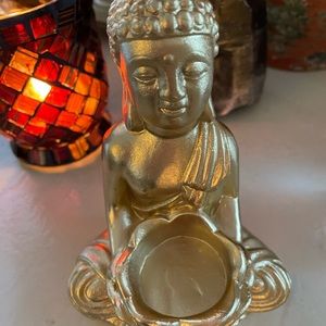 Gold Buddha garden statue